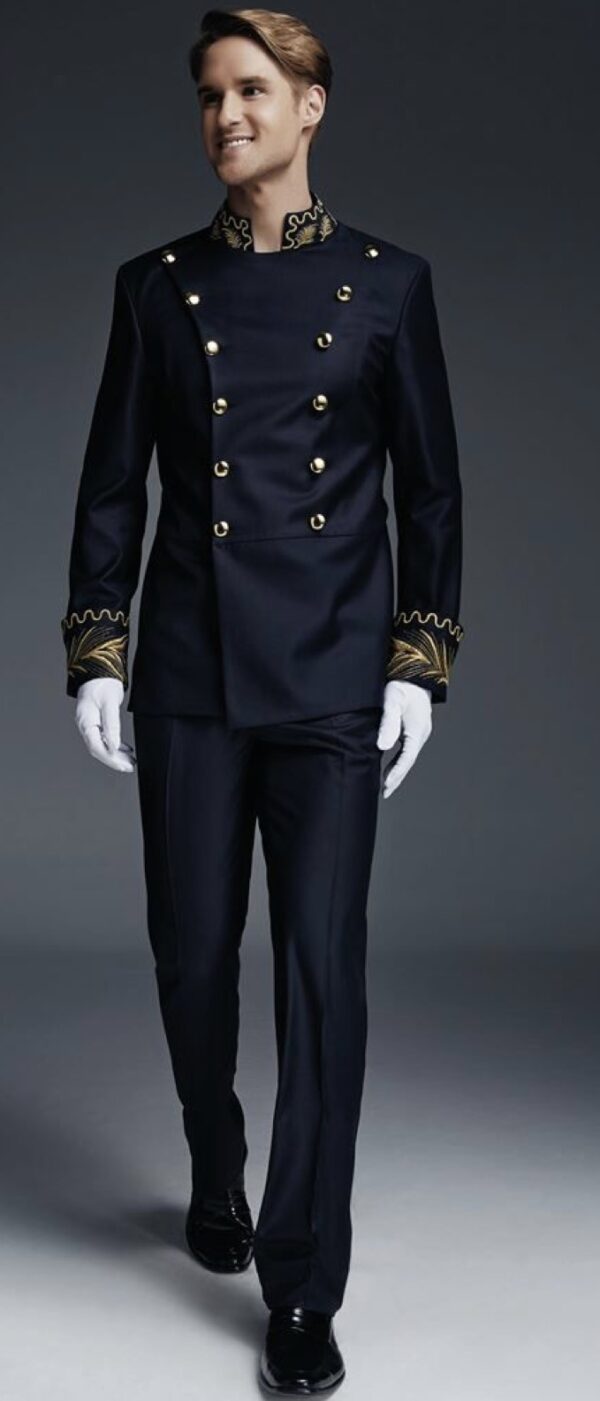 Ceremonial Bell Boy - Navy Blue Gold Embellished State Set