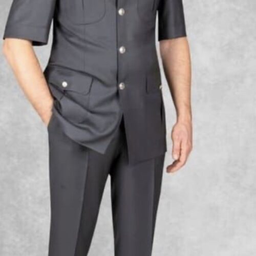 Executive Driver - Charcoal Grey Mandarin Short Sleeve Tunic Set