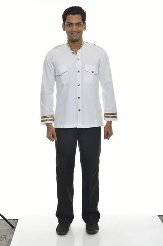 Premium Chauffeur - White Gold Cuff Long Sleeve Service Set