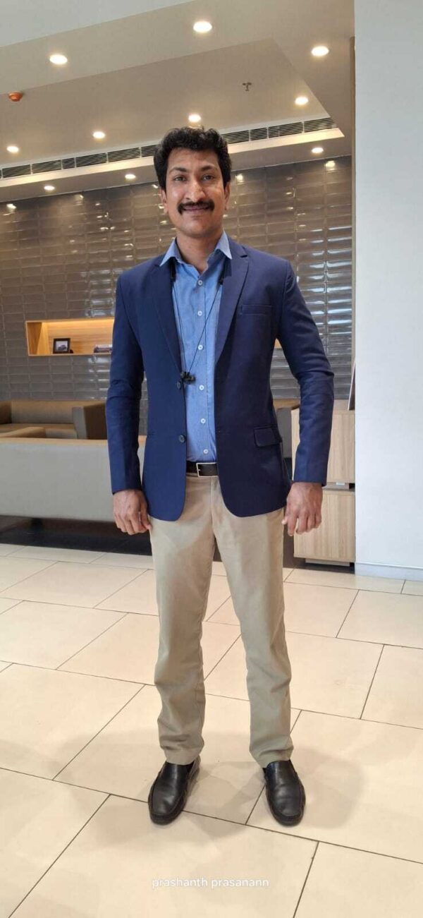 Men’s premium corporate blazer uniform with formal shirt and chinos for showroom staff