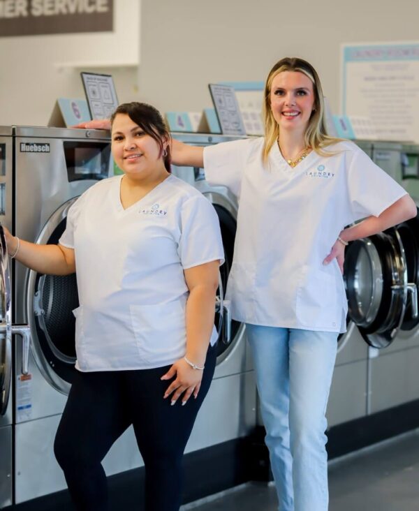 Blue Pinstripe Short Sleeve Work Shirt with Embroidery - Laundry & Medical Staff Uniform