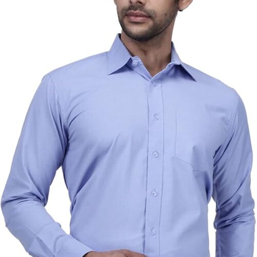 Sky Blue Slim Fit Formal Shirt for Men - Premium Cotton Button-Down