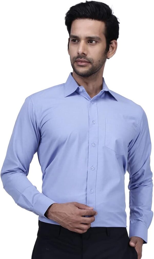 Sky Blue Slim Fit Formal Shirt for Men - Premium Cotton Button-Down