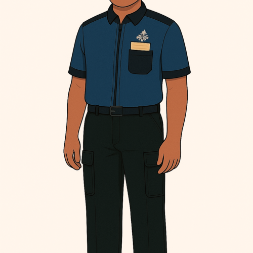Navy Blue Shirt with Black Cargo Pants