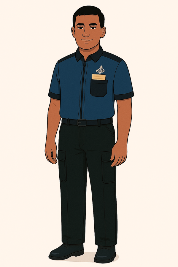 Navy Blue Shirt with Black Cargo Pants